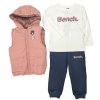 G10998: Girls Bench Puffer Gilet, Top & French Terry Jog Pant Outfit (18 Months -5 Years)